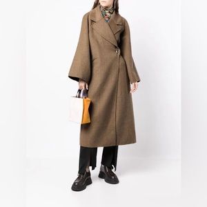 NWOT: GANNI Oversized Button-Fastening Coat in Brown (Size EU 40 / US 10)
